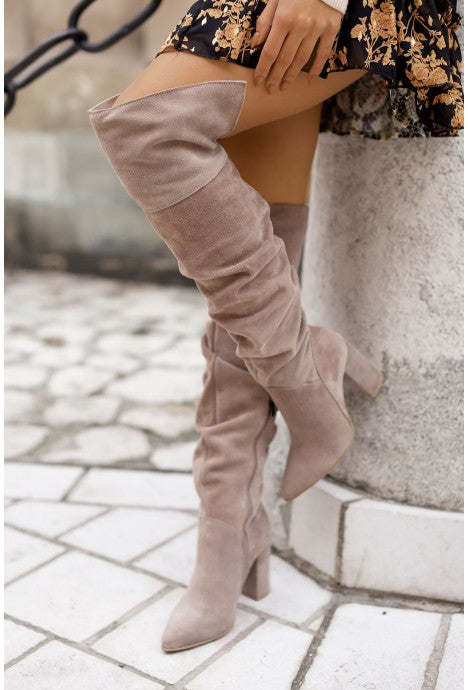 Fall Winter Fashion High Heel Pointed Toe Suede Women's Over-the-knee Boots