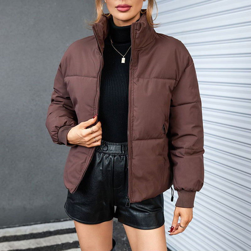 Women's Solid Color Stand Collar Loose Warm Down Jacket Winter Slim Casual Short Coat Fashion Ins Style Bread Coat Women's Solid Color Stand Collar Loose Warm Down Jacket Winter Slim Casual Short Coat