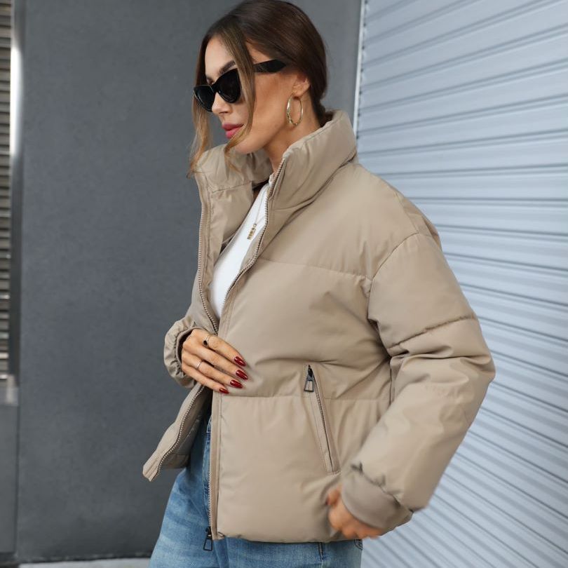 Women's Solid Color Stand Collar Loose Warm Down Jacket Winter Slim Casual Short Coat Fashion Ins Style Bread Coat Women's Solid Color Stand Collar Loose Warm Down Jacket Winter Slim Casual Short Coat