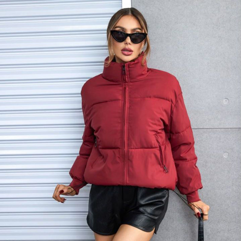 Women's Solid Color Stand Collar Loose Warm Down Jacket Winter Slim Casual Short Coat Fashion Ins Style Bread Coat Women's Solid Color Stand Collar Loose Warm Down Jacket Winter Slim Casual Short Coat